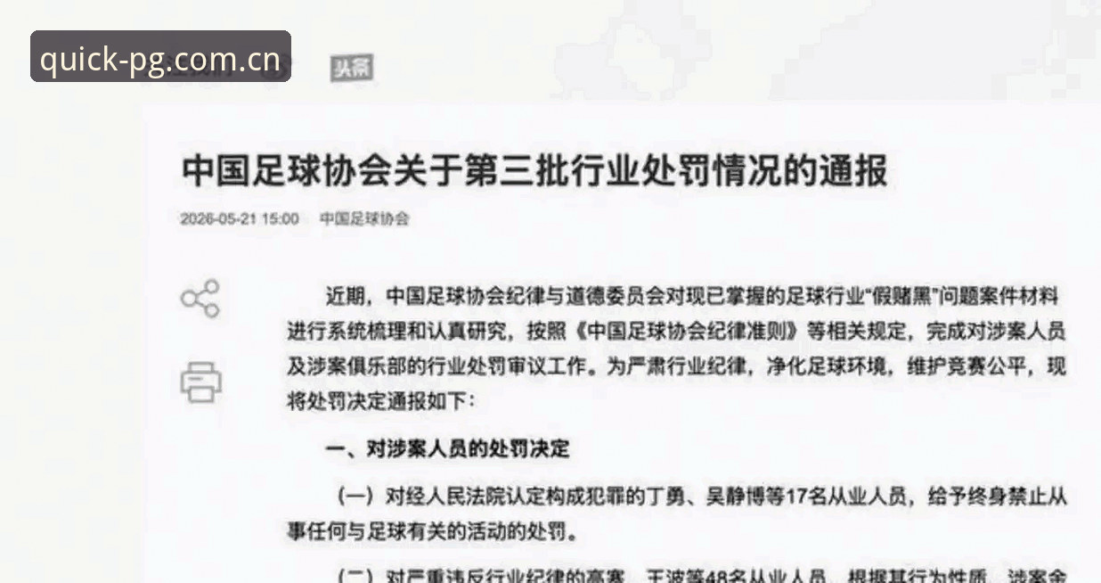 足协第三批禁足名单最新动态：17人终身禁足48人受罚，PG平台用户热议足坛反腐进展